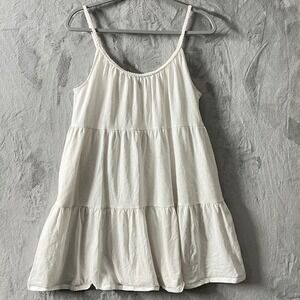 Old Navy White L Tiered Knit Calla Lily Sleeveless Dress Casual Comfy‎ Rush